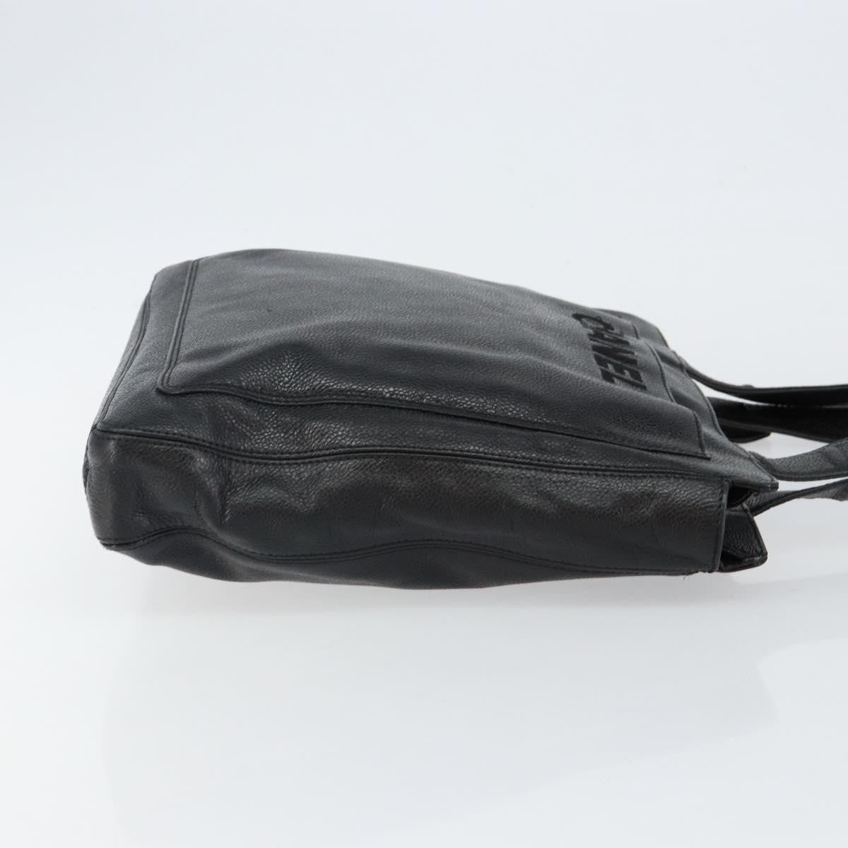 Chanel Vintage Logo Tote Caviar, BLACK, LEATHER, Tote bag