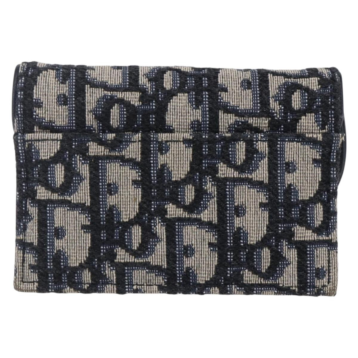 Christian Dior Saddle Card Case Oblique Canvas, NAVY, CANVAS, Card Holders