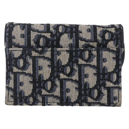 Christian Dior Saddle Card Case Oblique Canvas, NAVY, CANVAS, Card Holders
