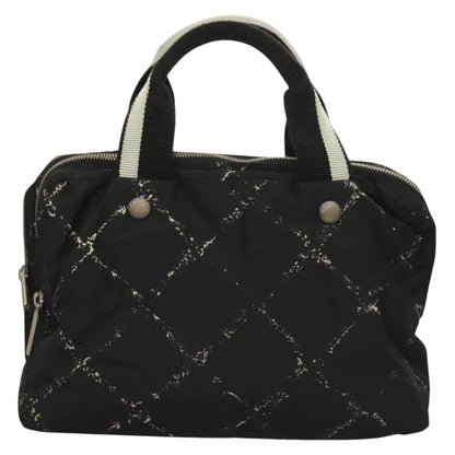 Chanel Travel Line Boston Bag Printed Nylon, BLACK, NYLON, Travel bag