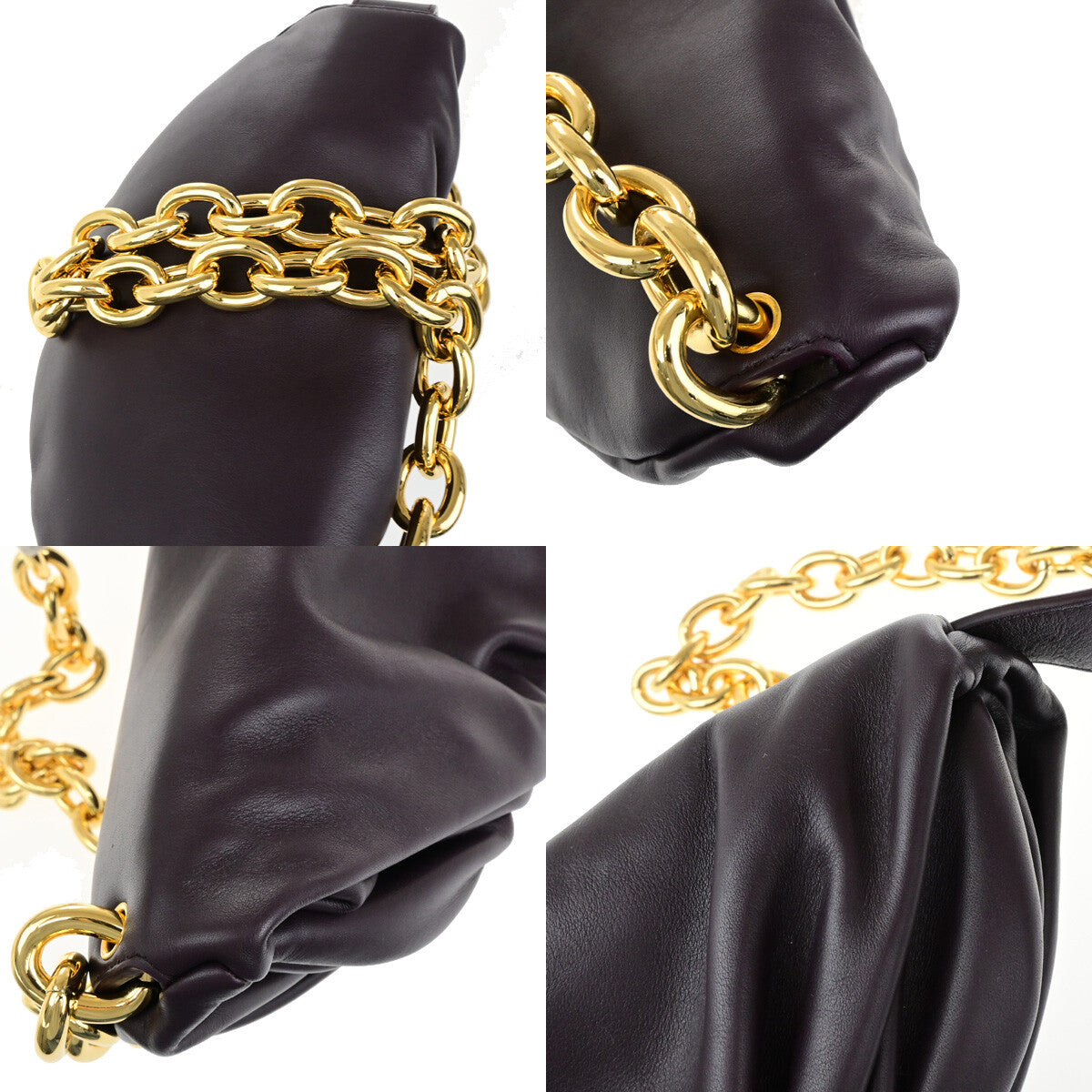 Bottega Veneta The Chain Pouch Leather, BURGUNDY, LEATHER, Clutche & pouche