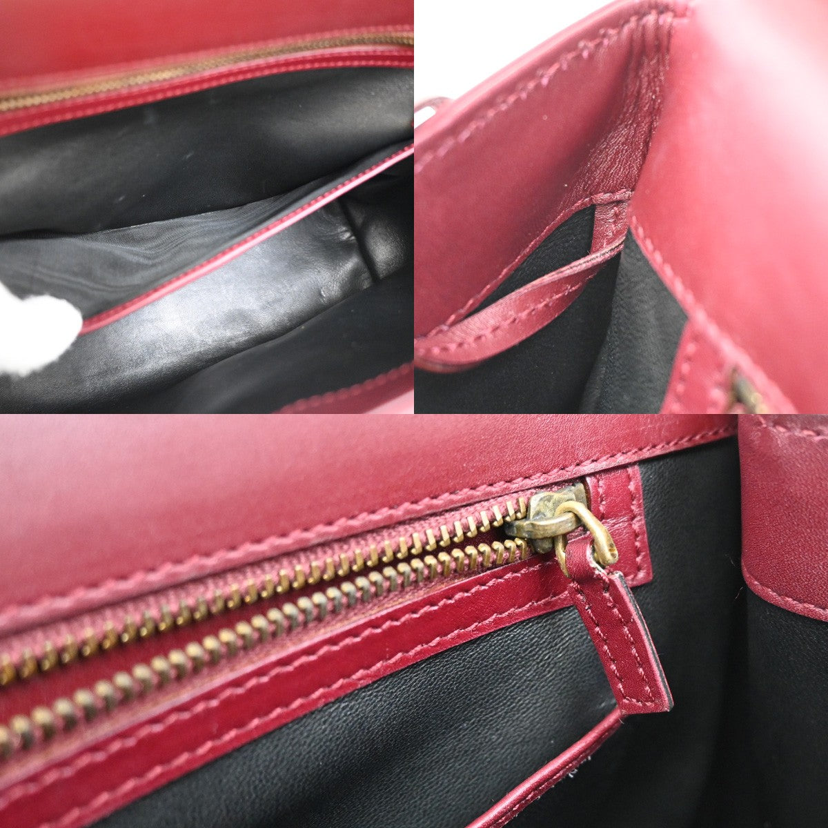 Gucci Belt Buckle Top Handle Bag Leather, RED, LEATHER, Handbag