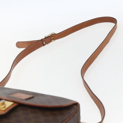 Celine Vintage Macadam Shoulder Bag Canvas and Leather, BROWN, CANVAS, Shoulder bag