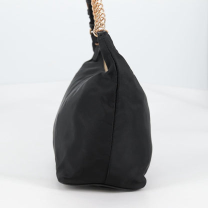 Prada Double Chain Hobo Nylon, BLACK, NYLON, Shoulder bag