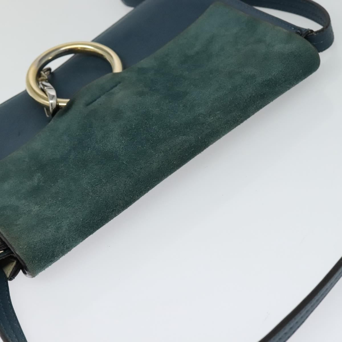 Chloe Faye Crossbody Leather and Suede, Blue, Suede, Handbag