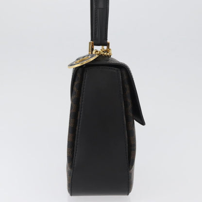 Celine Vintage Convertible Top Handle Bag Macadam Coated Canvas, Black, Canvas, Handbag