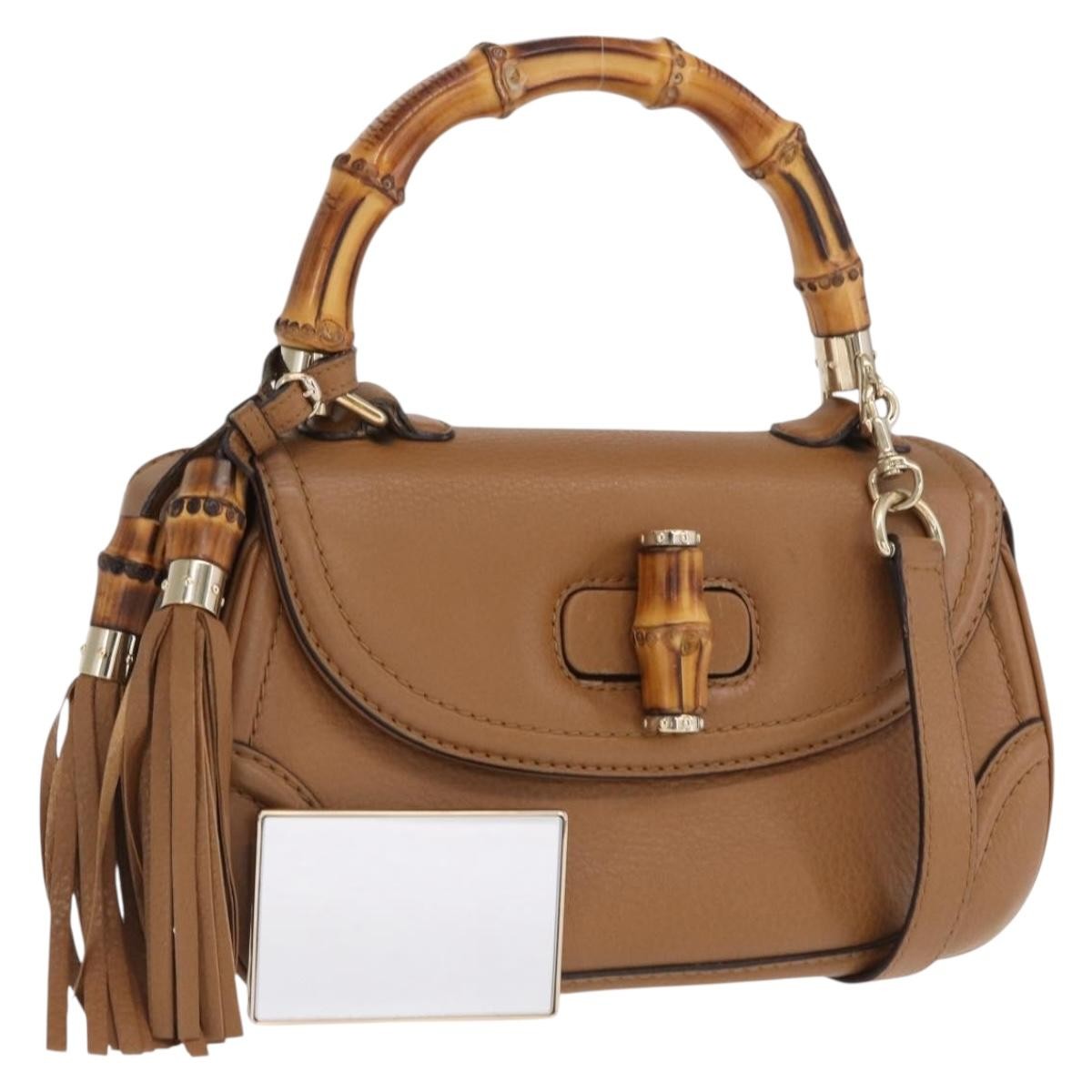 Gucci New Bamboo 1921 Top Handle Bag Leather, BROWN, LEATHER, Handbag