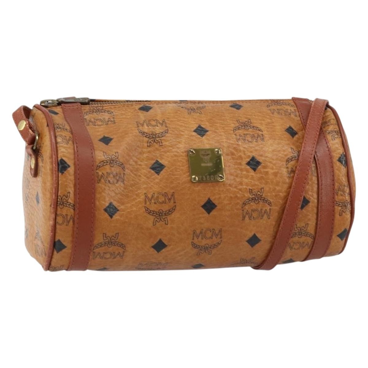 MCM Visetos Shoulder bag Canvas and Leather, BROWN, CANVAS, Shoulder bag