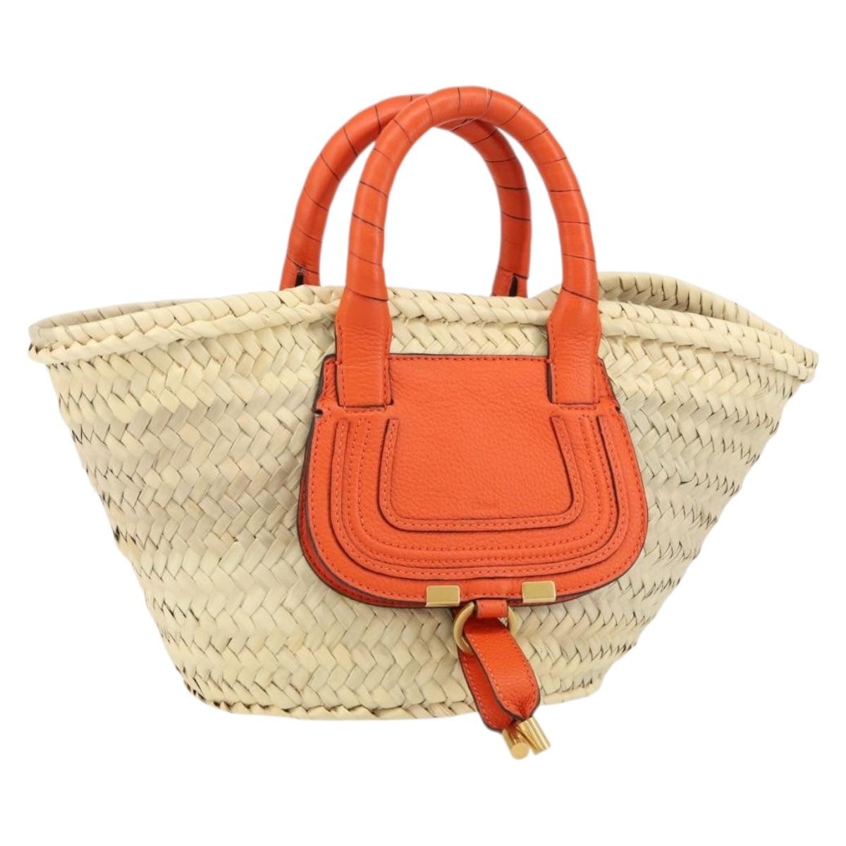 Chloe Marcie Basket Bag Raffia and Leather, BEIGE, WICKER, Handbag