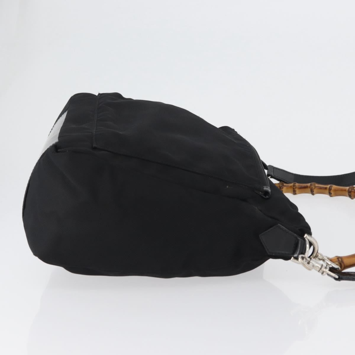 Gucci Vintage Bamboo Shoulder Bag Nylon, Black, Nylon, Shoulder Bag