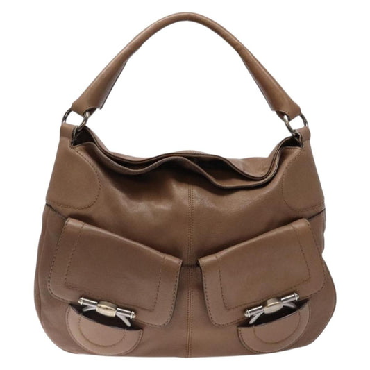 Salvatore Ferragamo Vintage Handbag Leather, BROWN, LEATHER, Handbag