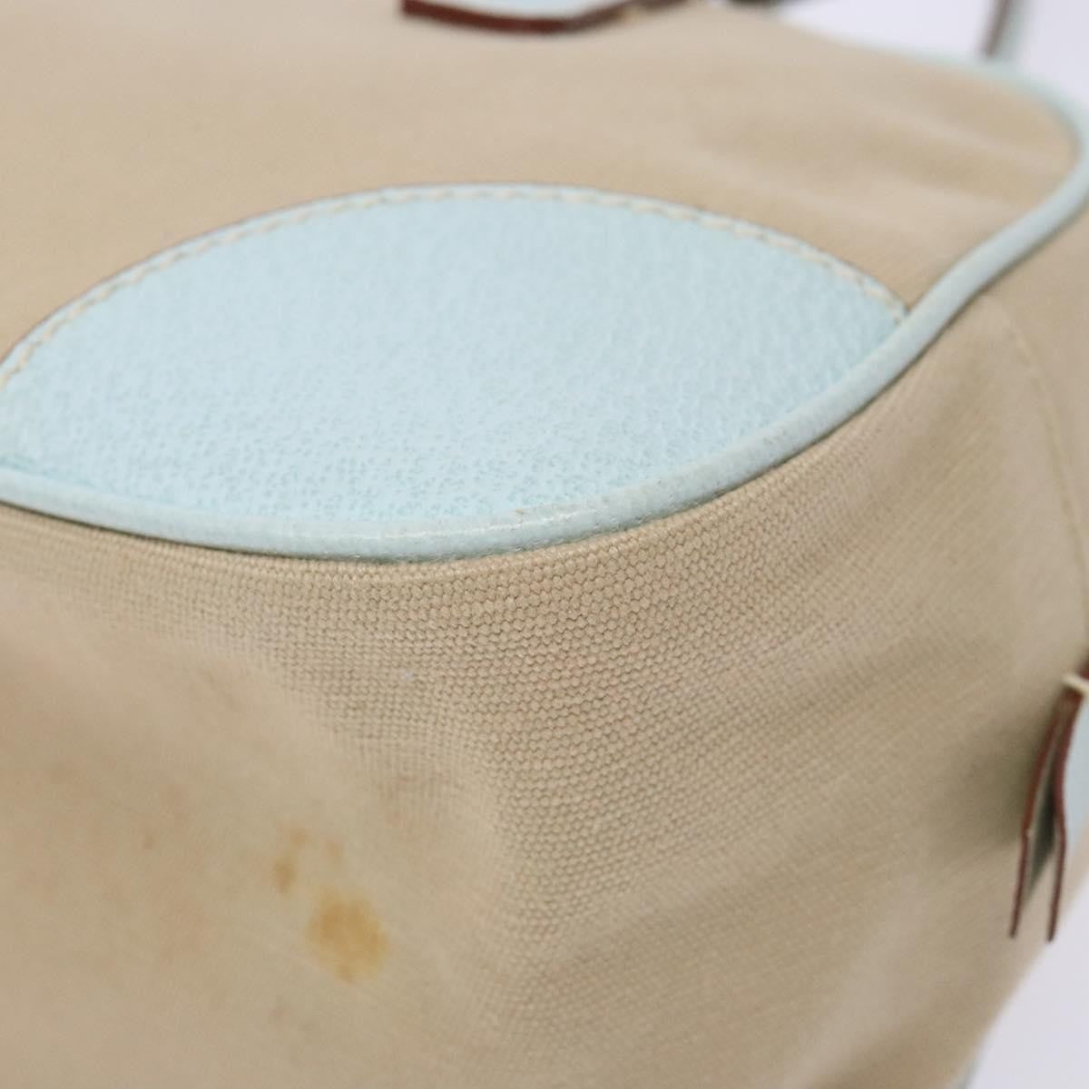 Prada Bauletto Bag Canvas with Leather, BEIGE, CANVAS, Handbag