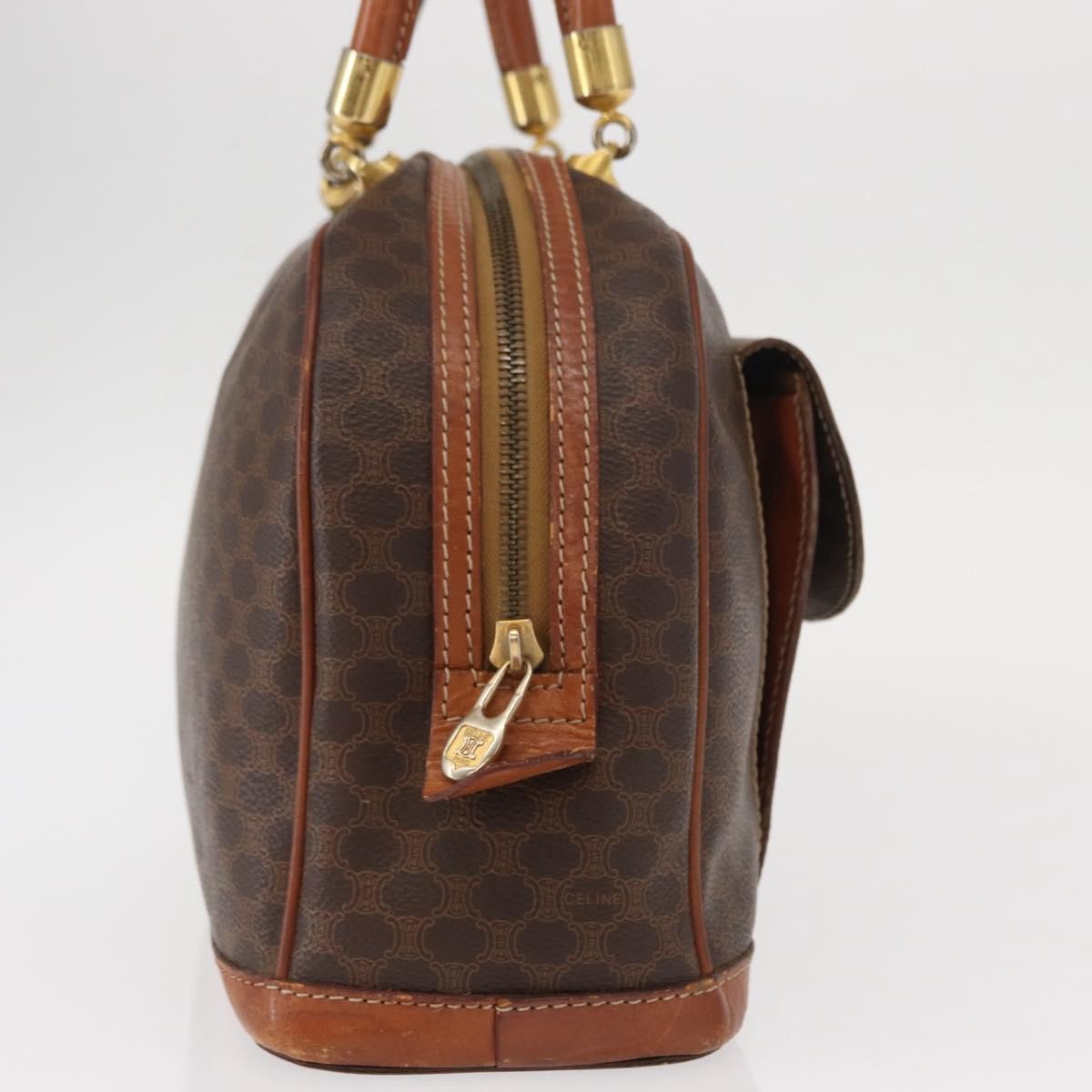 Celine Vintage Macadam Handbag Canvas and Leather, BROWN, CANVAS, Handbag