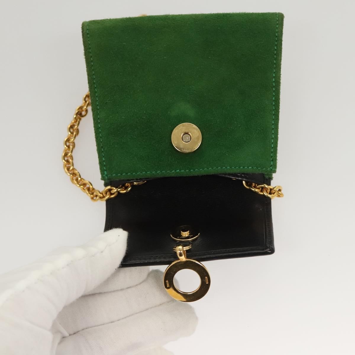 Celine Circle logo Suede and Leather, GREEN, SUEDE, Clutche & pouche