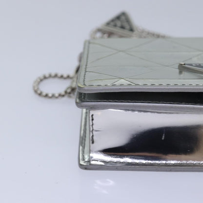 Prada Chain Wallet Embellished Leather, Silver, Leather, Wallet