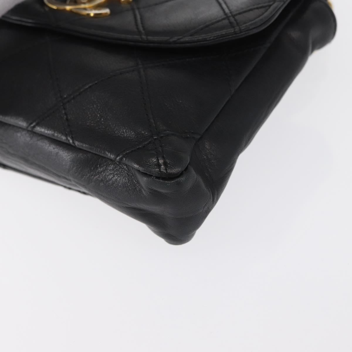 Chanel Vintage CC Flap Waist Bag Quilted Leather, BLACK, LEATHER, Clutche & pouche