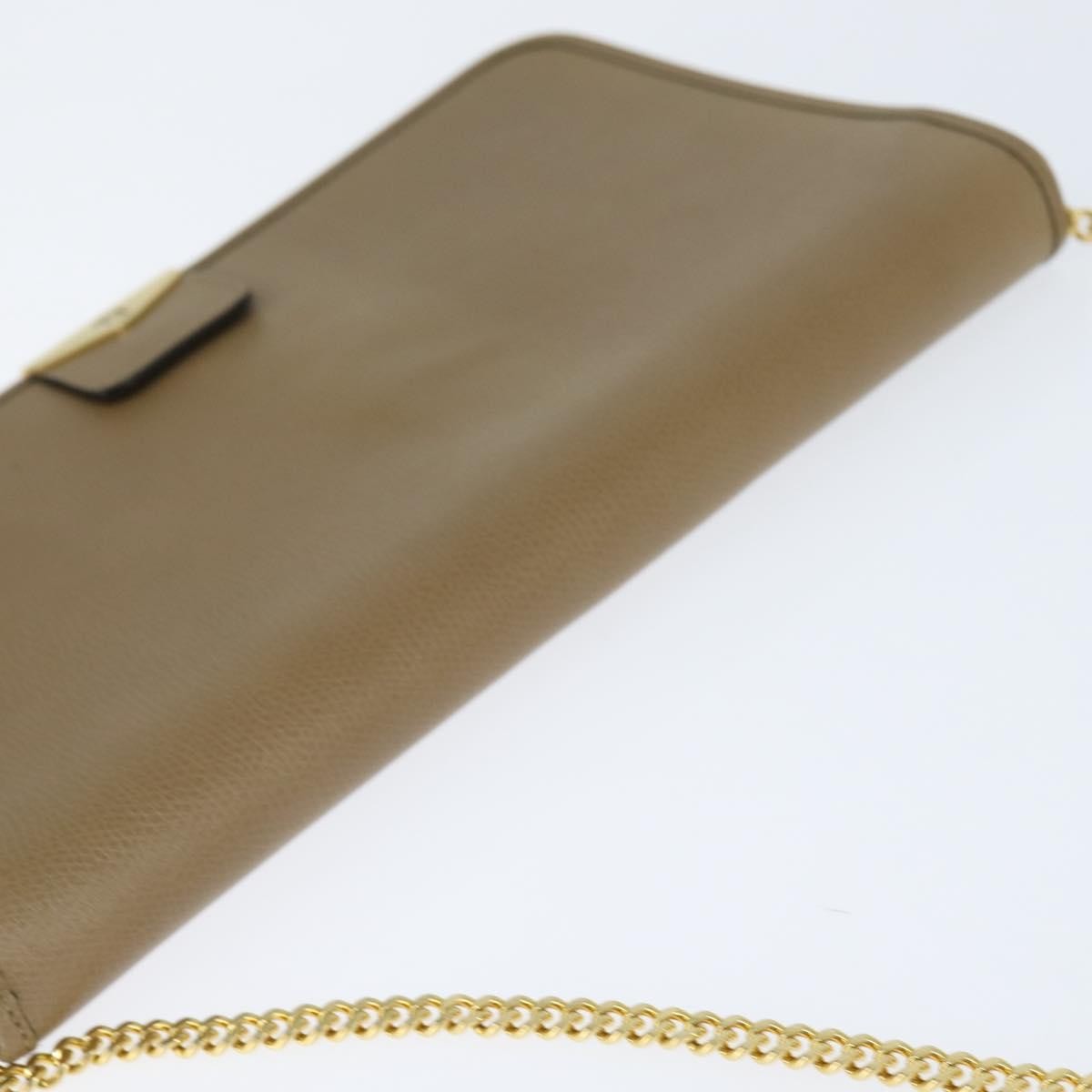 Christian Dior Vintage Chain Flap Shoulder Bag Leather, BEIGE, LEATHER, Shoulder bag