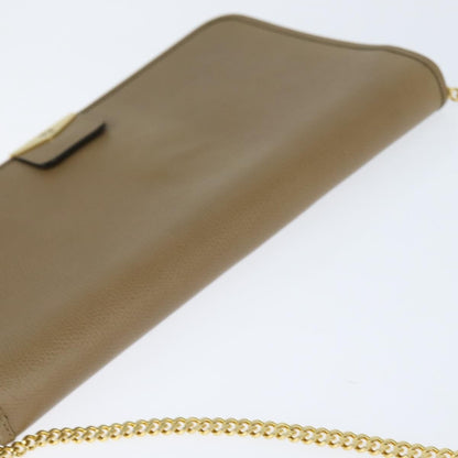 Christian Dior Vintage Chain Flap Shoulder Bag Leather, BEIGE, LEATHER, Shoulder bag