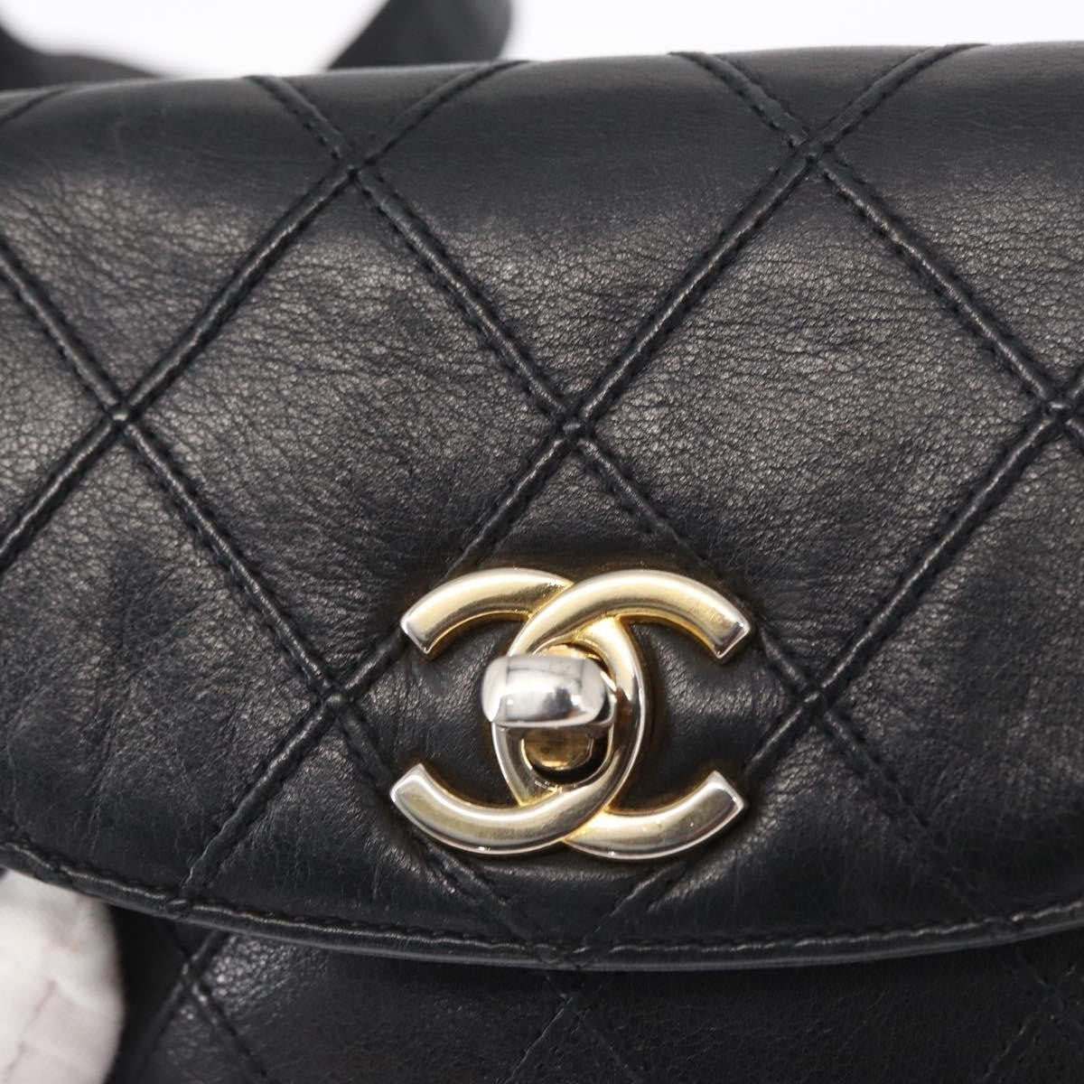 Chanel Vintage CC Flap Waist Bag Quilted Leather, BLACK, LEATHER, Clutche & pouche