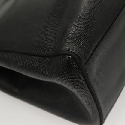 Salvatore Ferragamo Vintage Vara Bow Tote Lizard Embossed Leather, BLACK, LEATHER, Tote bag