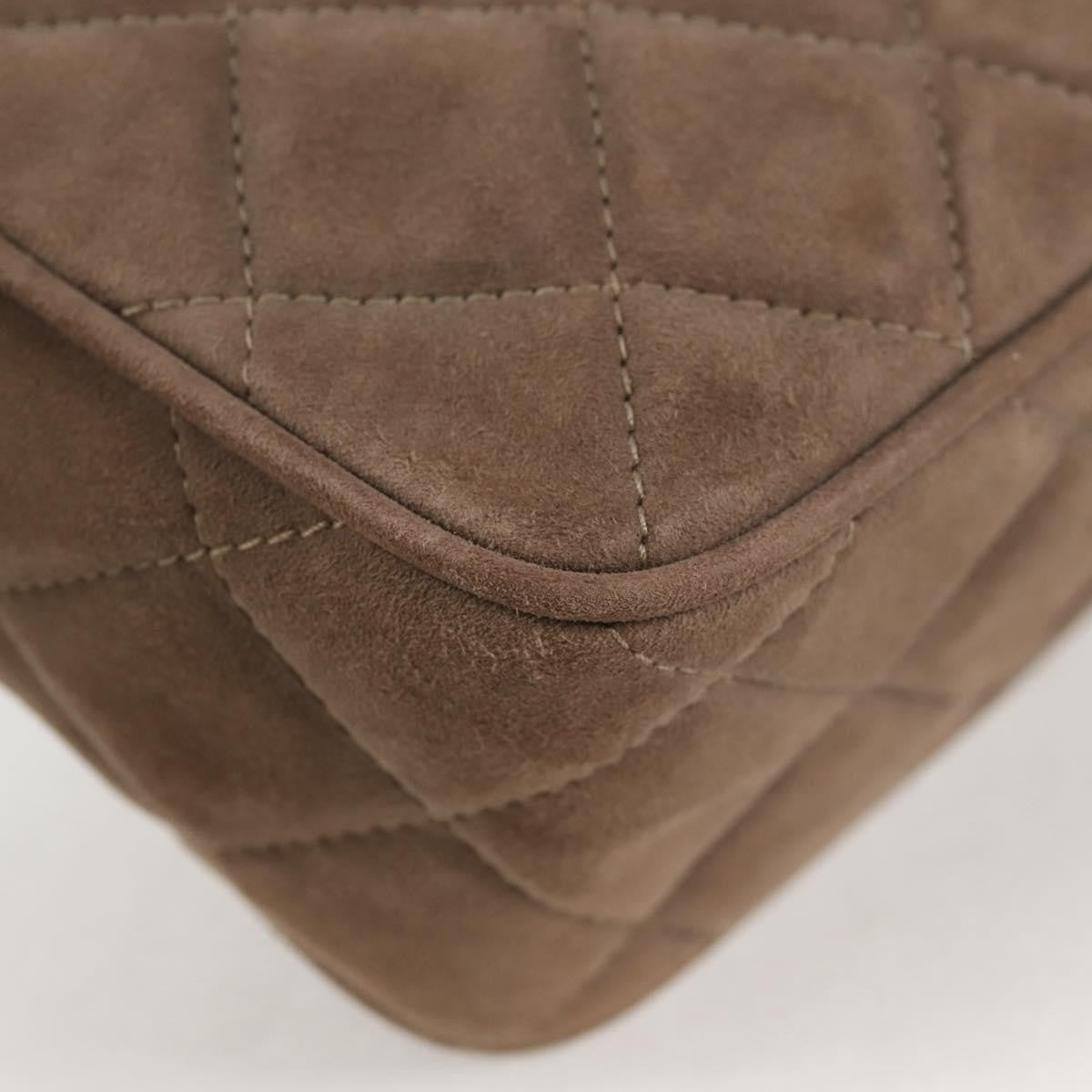 Chanel Vintage Front Pocket Camera Bag Quilted Suede, BROWN, SUEDE, Shoulder bag