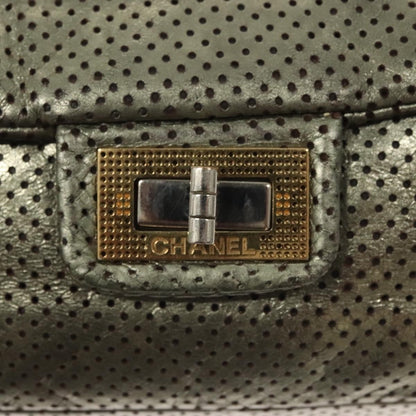 Chanel Drill Flap Bag Perforated Leather, SILVER, LEATHER, Shoulder bag