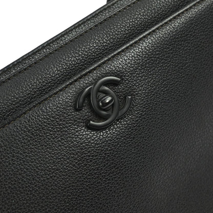 Chanel Vintage CC Lock Tote Leather, BLACK, LEATHER, Tote bag