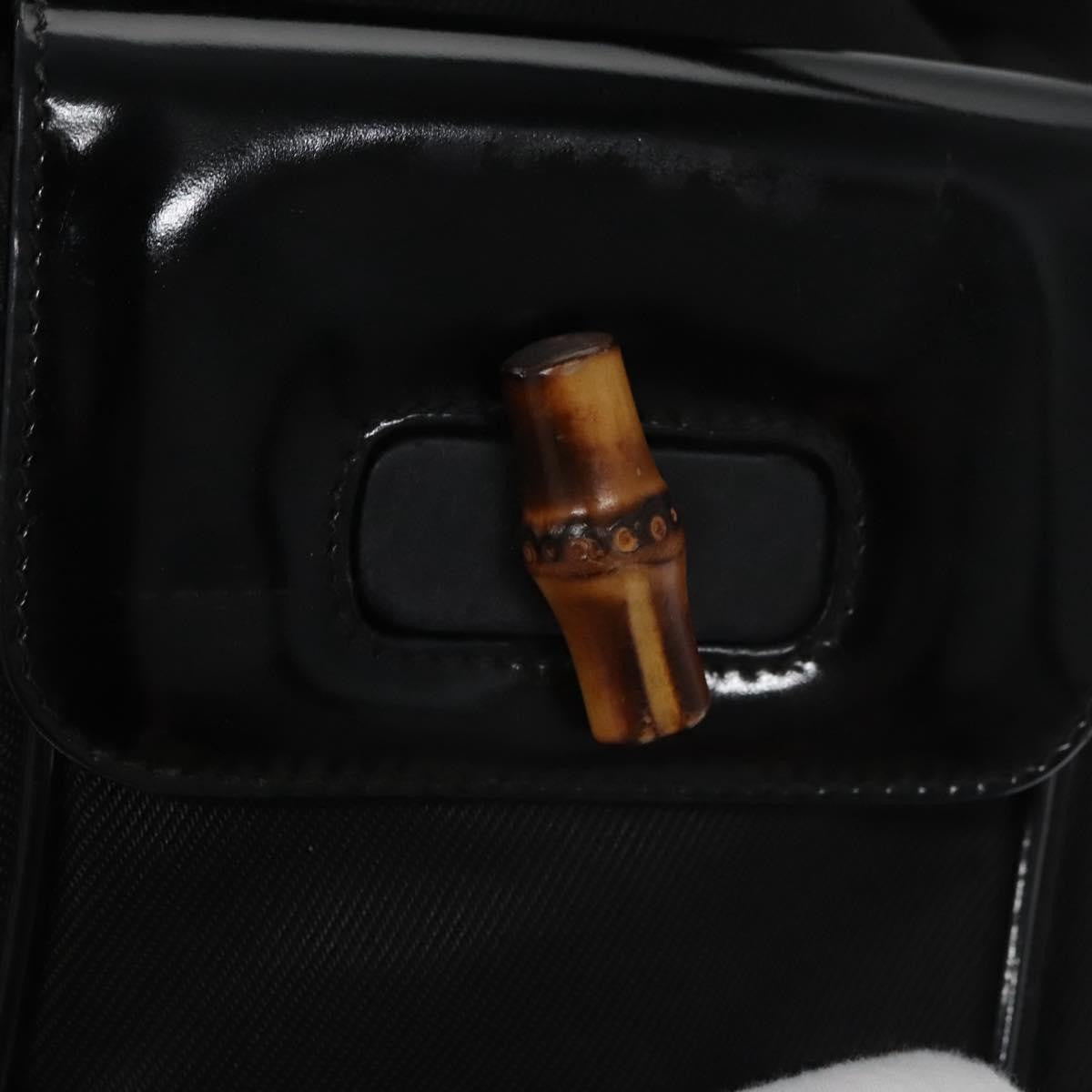 Gucci Vintage Bamboo Backpack Patent, BLACK, PATENT_LEATHER, Backpack