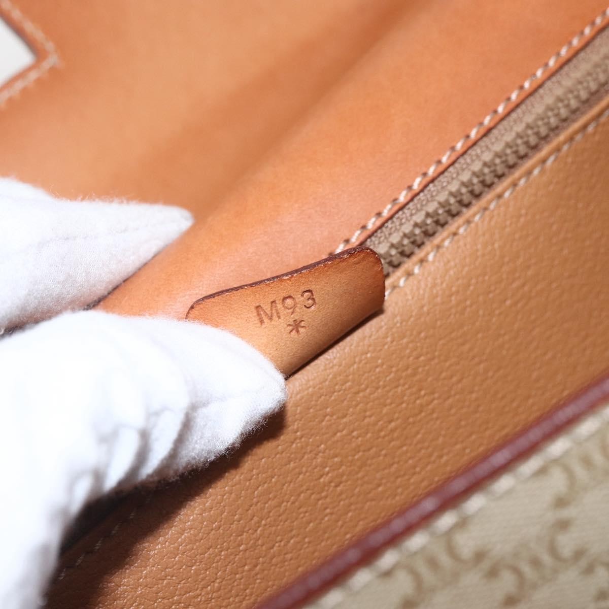 Celine Vintage Macadam Handbag Canvas and Leather, BEIGE, CANVAS, Handbag