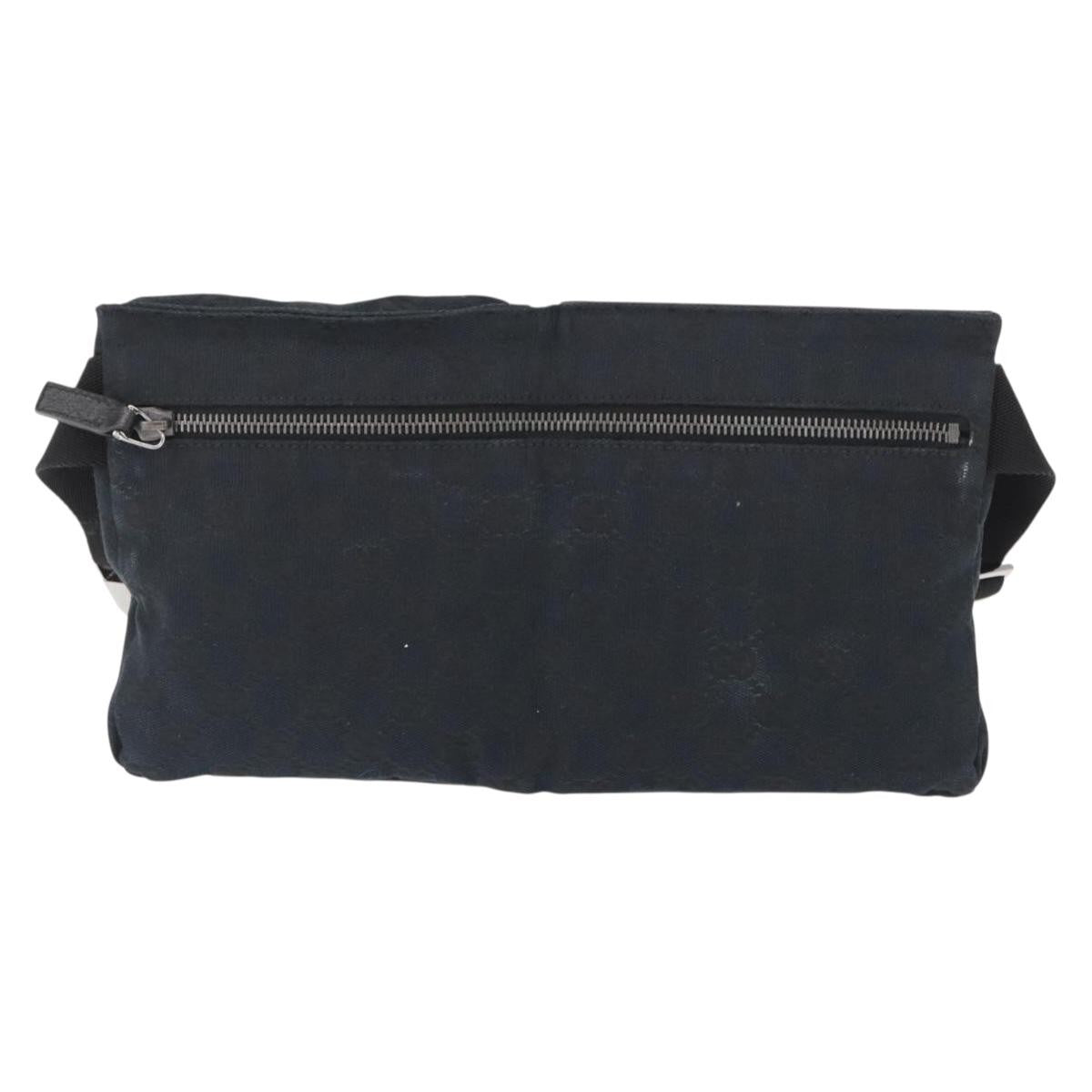 Gucci Vintage Double Belt Bag GG Canvas with Leather, BLACK, CANVAS, Clutche & pouche