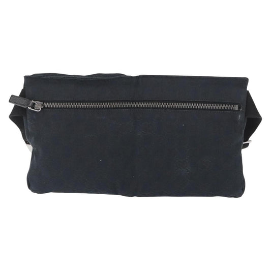 Gucci Vintage Double Belt Bag GG Canvas with Leather, BLACK, CANVAS, Clutche & pouche