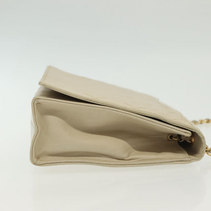 Chanel Vintage CC Full Flap Bag Quilted Lambskin, BEIGE, LEATHER, Shoulder bag