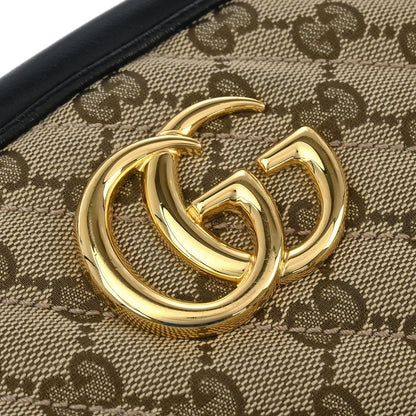 Gucci GG Marmont Shoulder Bag Diagonal Quilted GG Canvas with Leather, BEIGE, CANVAS, Shoulder bag