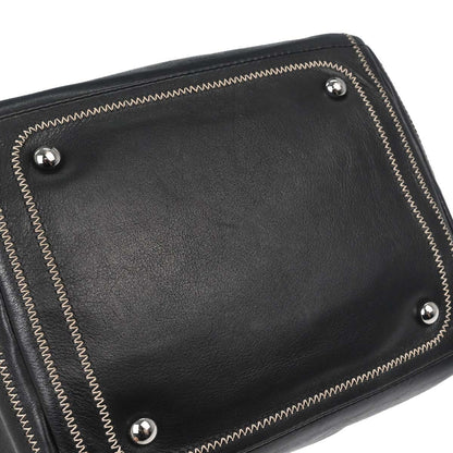 Chanel CC Bowler Leather, BLACK, LEATHER, Handbag