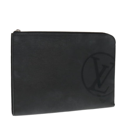 Louis Vuitton Pochette Jour Initials Epi Leather, BLACK, LEATHER, Clutche & pouche
