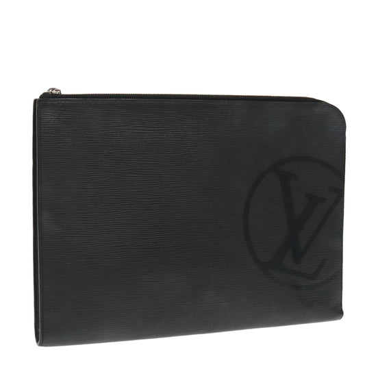 Louis Vuitton Pochette Jour Initials Epi Leather, BLACK, LEATHER, Clutche & pouche