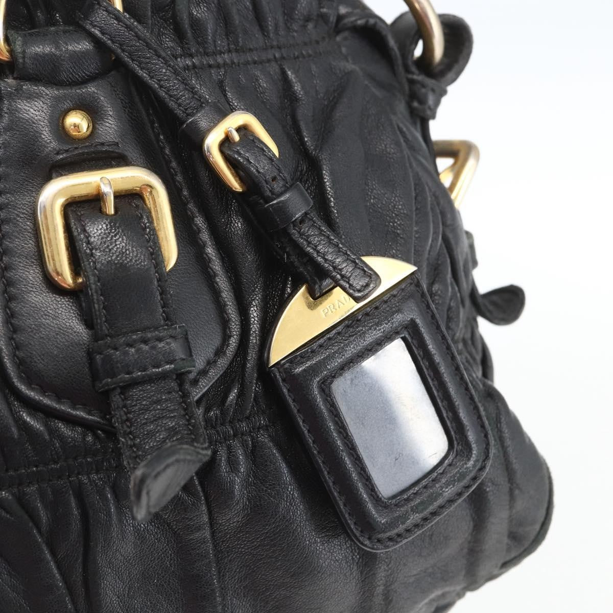Prada Gaufre Convertible Satchel Nappa Leather, BLACK, LEATHER, Handbag