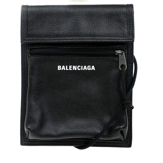 Balenciaga Explorer Strap Pouch Leather, BLACK, LEATHER, Shoulder bag