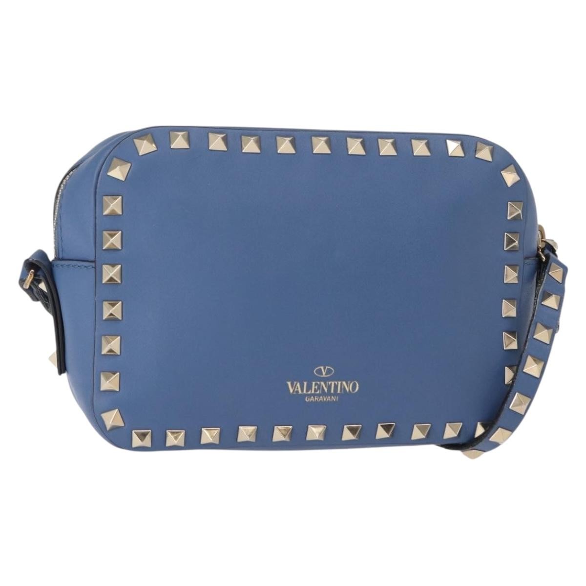 Valentino Garavani Rockstud Camera Crossbody Bag Leather, BLUE, LEATHER, Clutche & pouche