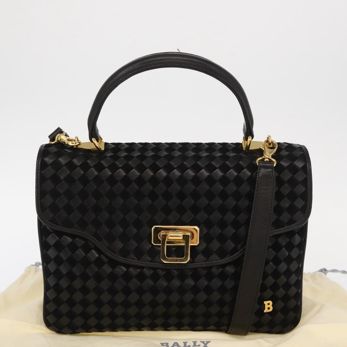 Bally Vintage Handbag Leather, BLACK, LEATHER, Handbag