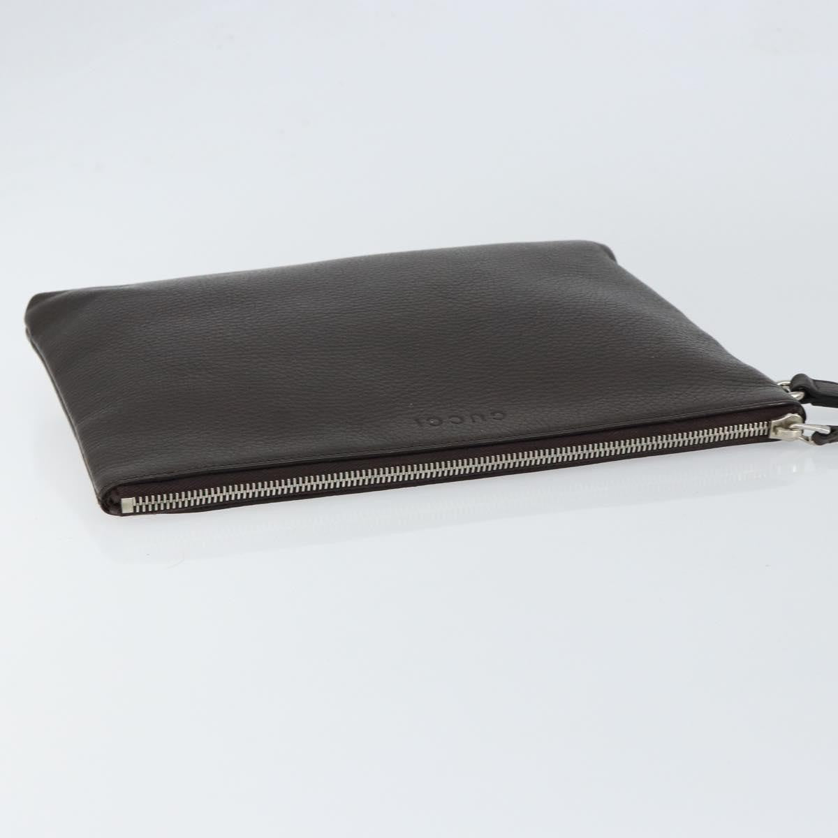 Gucci Vintage Zip Clutch Leather, BROWN, LEATHER, Clutche & pouche