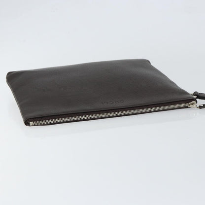 Gucci Vintage Zip Clutch Leather, BROWN, LEATHER, Clutche & pouche