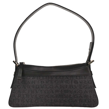 Bvlgari B.Zero1 Logomania Bag Canvas with Leather, BLACK, CANVAS, Shoulder bag