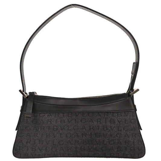 Bvlgari B.Zero1 Logomania Bag Canvas with Leather, BLACK, CANVAS, Shoulder bag
