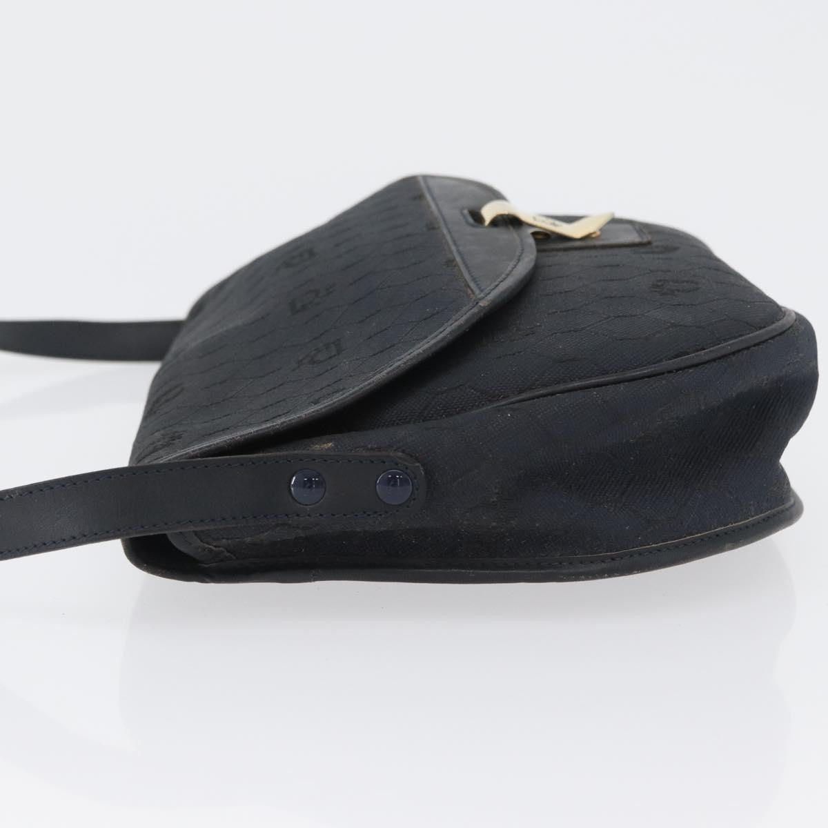 Christian Dior Vintage Honeycomb Flap Crossbody Bag Canvas and Leather, BLACK, CANVAS, Shoulder bag