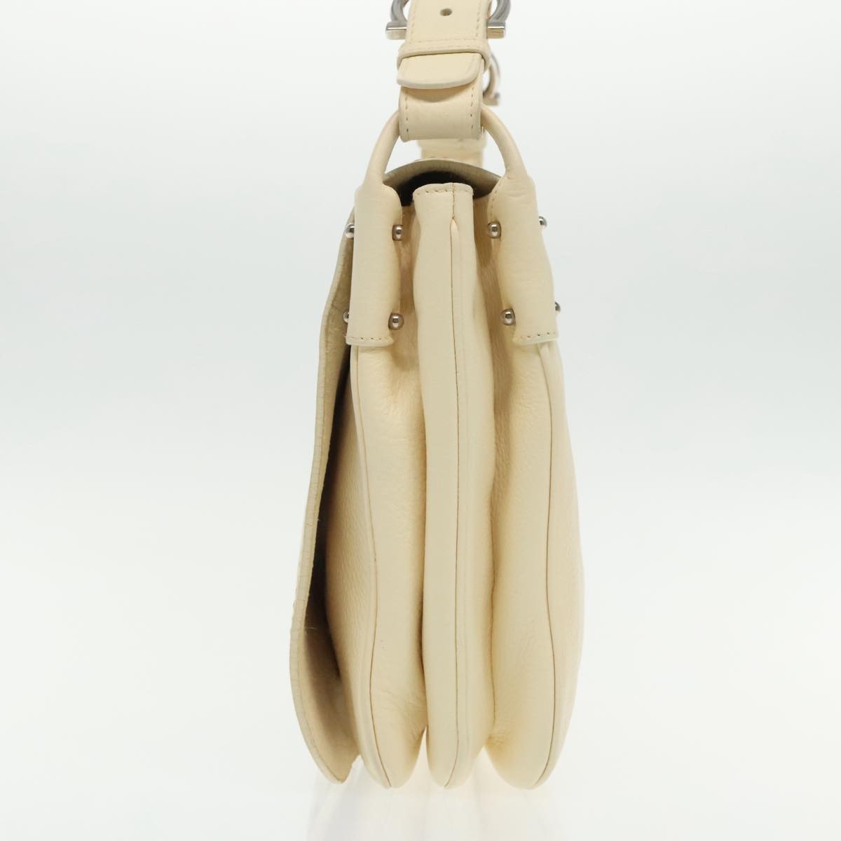 Salvatore Ferragamo Gancini Shoulder Bag Leather, BEIGE, LEATHER, Shoulder bag