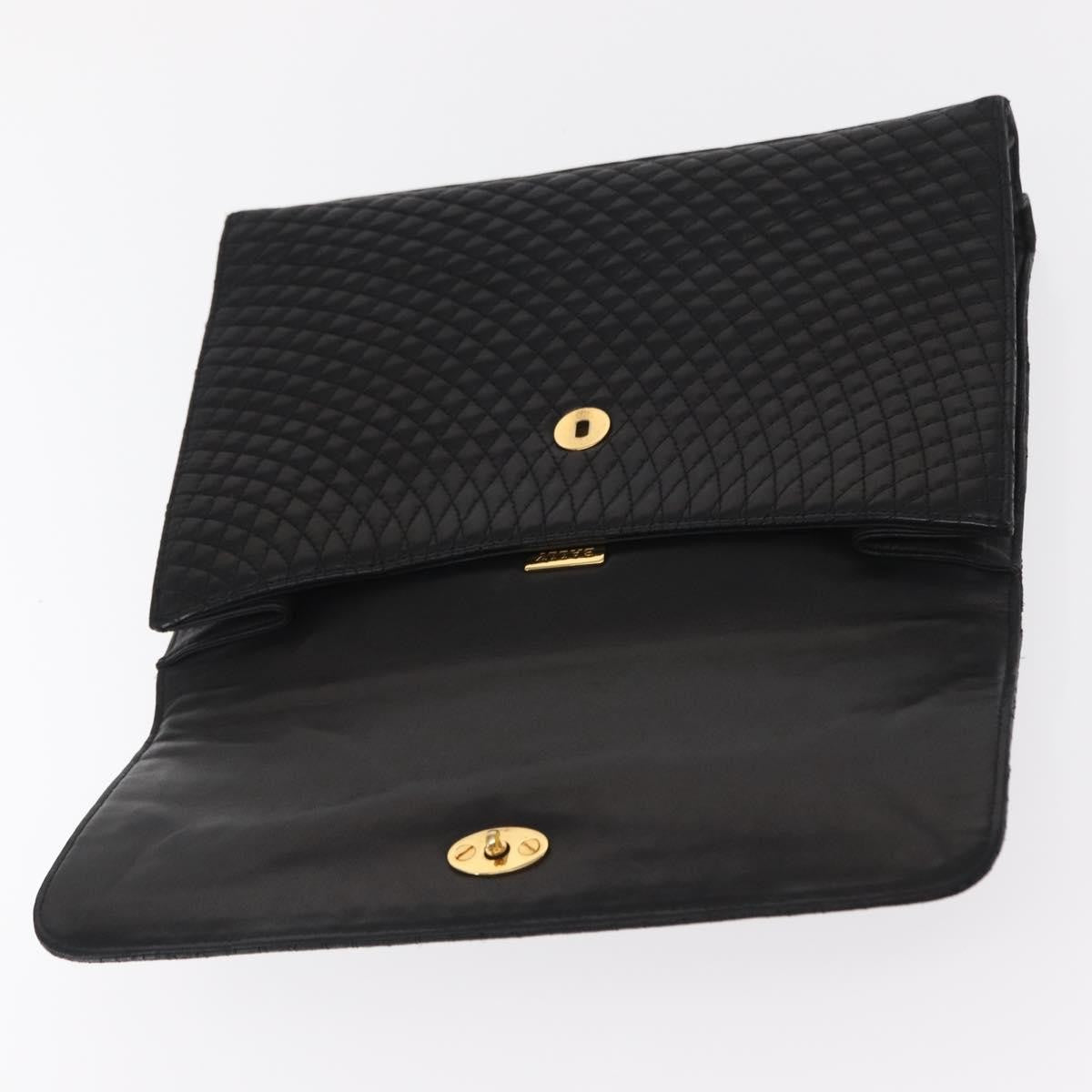 Bally Vintage Handbag Quilted Leather, BLACK, LEATHER, Handbag