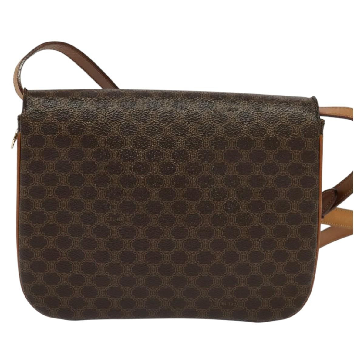 Celine Vintage Macadam Shoulder Bag Canvas and Leather, BROWN, CANVAS, Shoulder bag