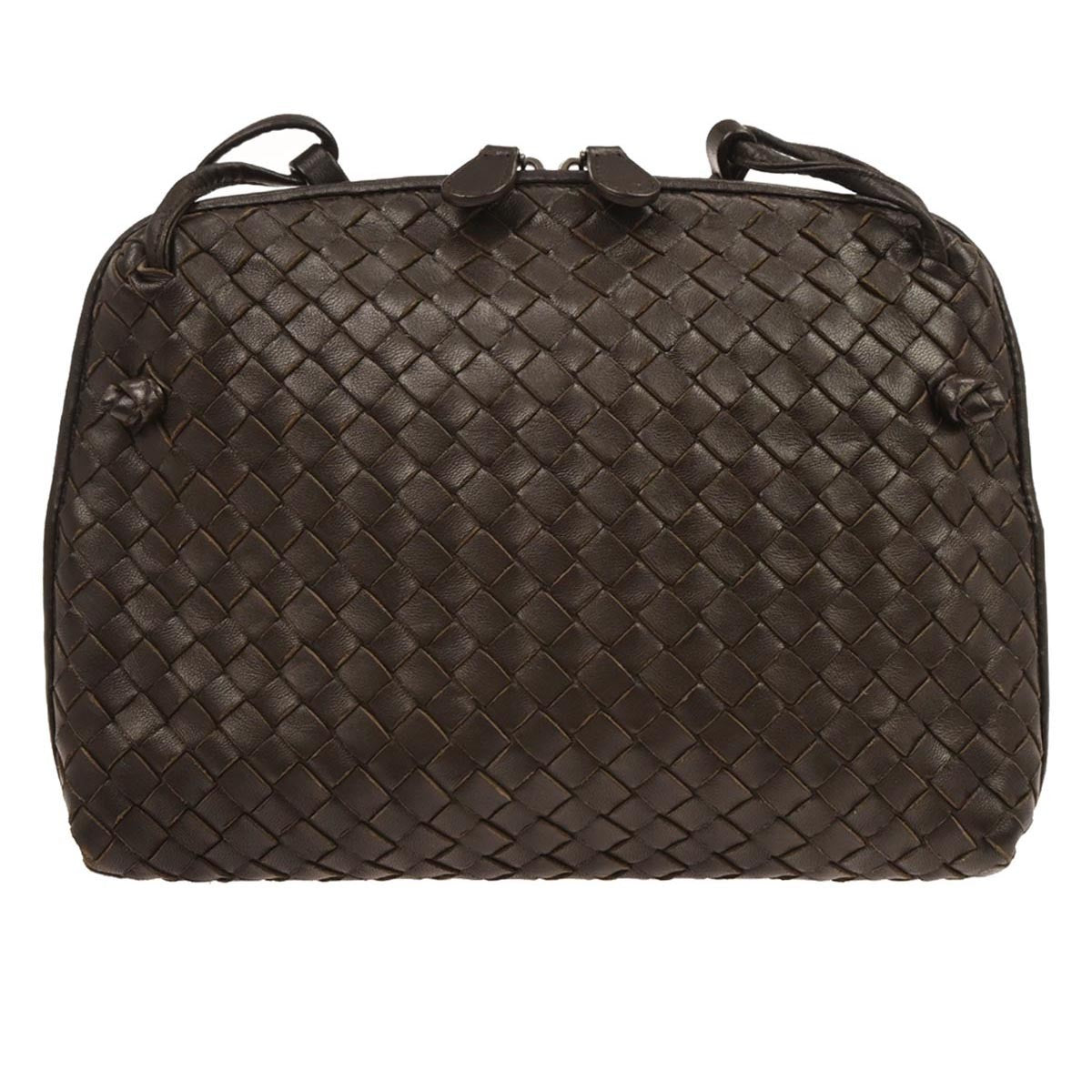 Bottega Veneta Nodini Crossbody Bag Intrecciato Nappa, BROWN, LEATHER, Shoulder bag