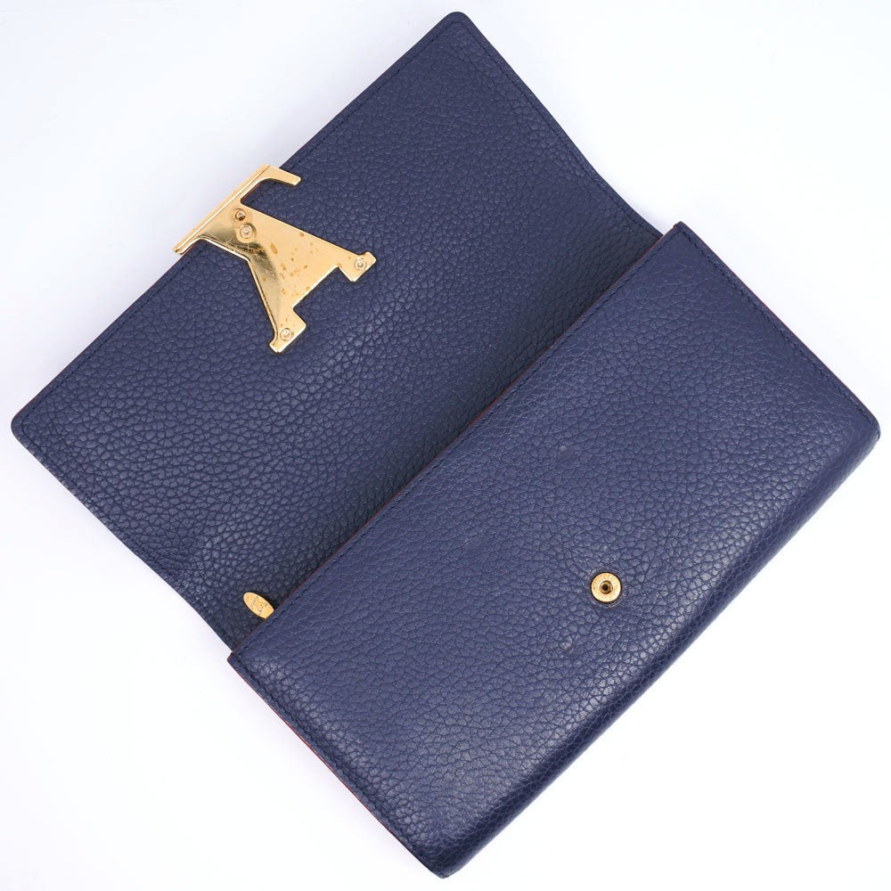 Louis Vuitton Capucines Long Wallet Leather, NAVY, LEATHER, Wallets